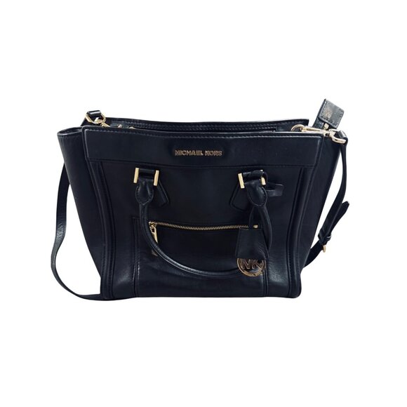 Michael Kors Colette Leather top- Zip Satchel Detail Tote Black. - Picture 1 of 16